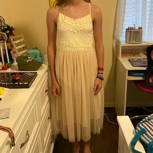Girls Flowy Cream Colored Dress